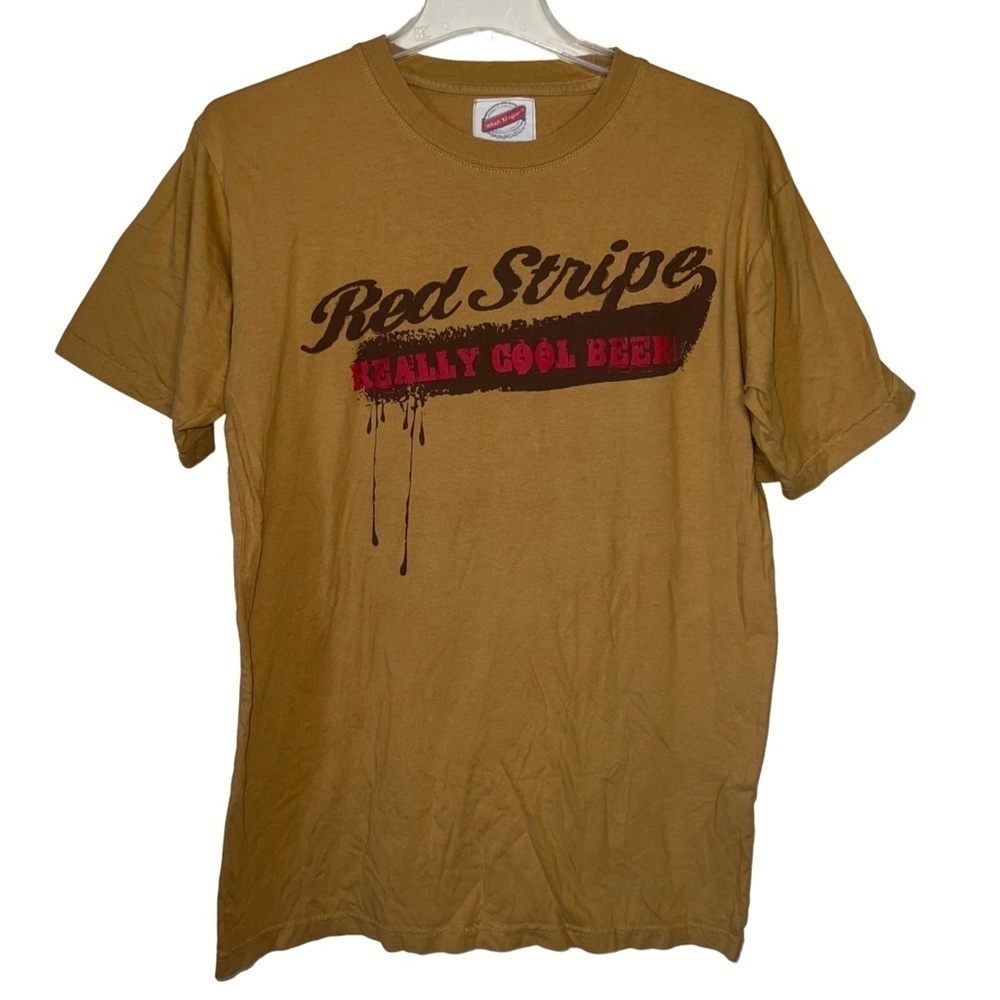 Red Stripe Really Cool Beer Mustard Yellow T-shirt Size Medium